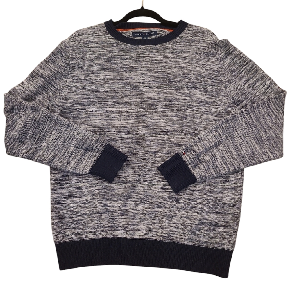 Tommy Hilfiger Knit Sweater Men's Large Gray & Black Long Sleeve
